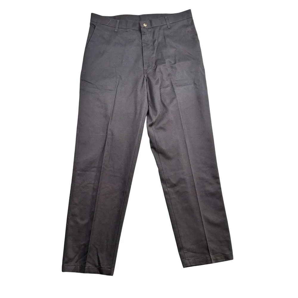 Timber Creek by Wrangler Mens 38x32 Black Wrinkle Free Khakis Plain Front Pants